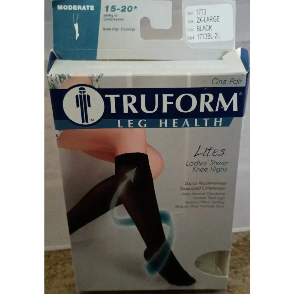 TruForm Women 2x Lites Moderate 15-20 mmHg Compression Knee High Nylon Stockings
